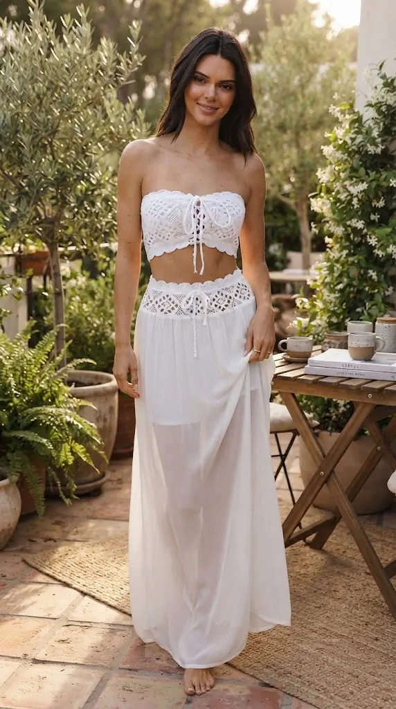 Crochet Top and Maxi Skirt Set Outfit Idea