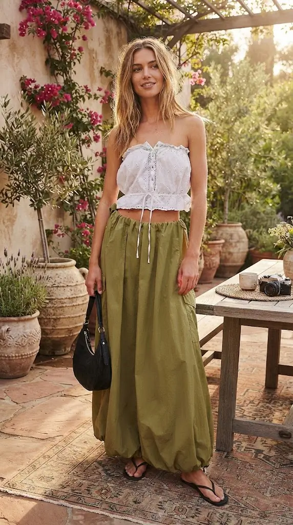 Side Bow Maxi Skirt with Pockets Outfit Ideas for Summer