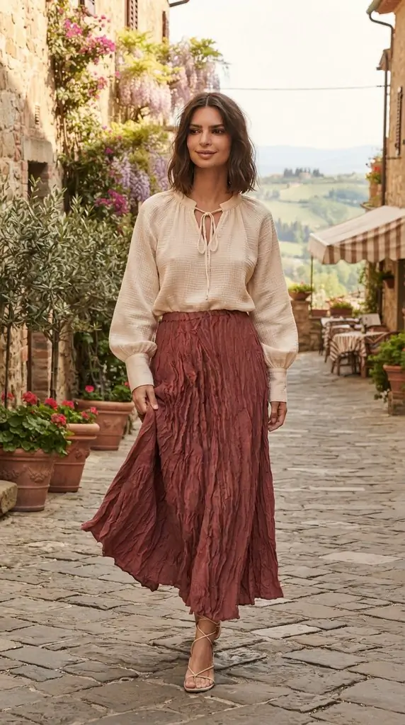 Ruched Elastic Waist Skirt | Casual Chic Maxi Skirt Outfit Ideas