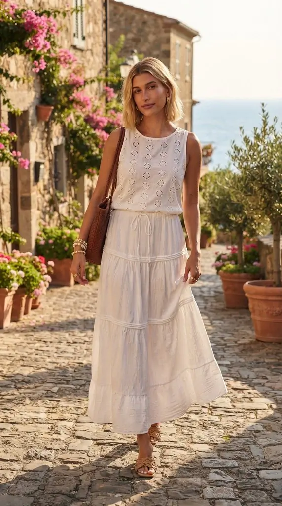 Flowy Tiered Maxi Skirt Outfit Inspo for Warm Weather