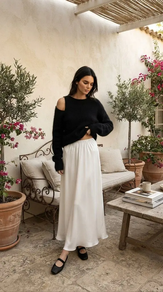 Elastic Waist Skirt | Cozy Neutral Outfit Inspo