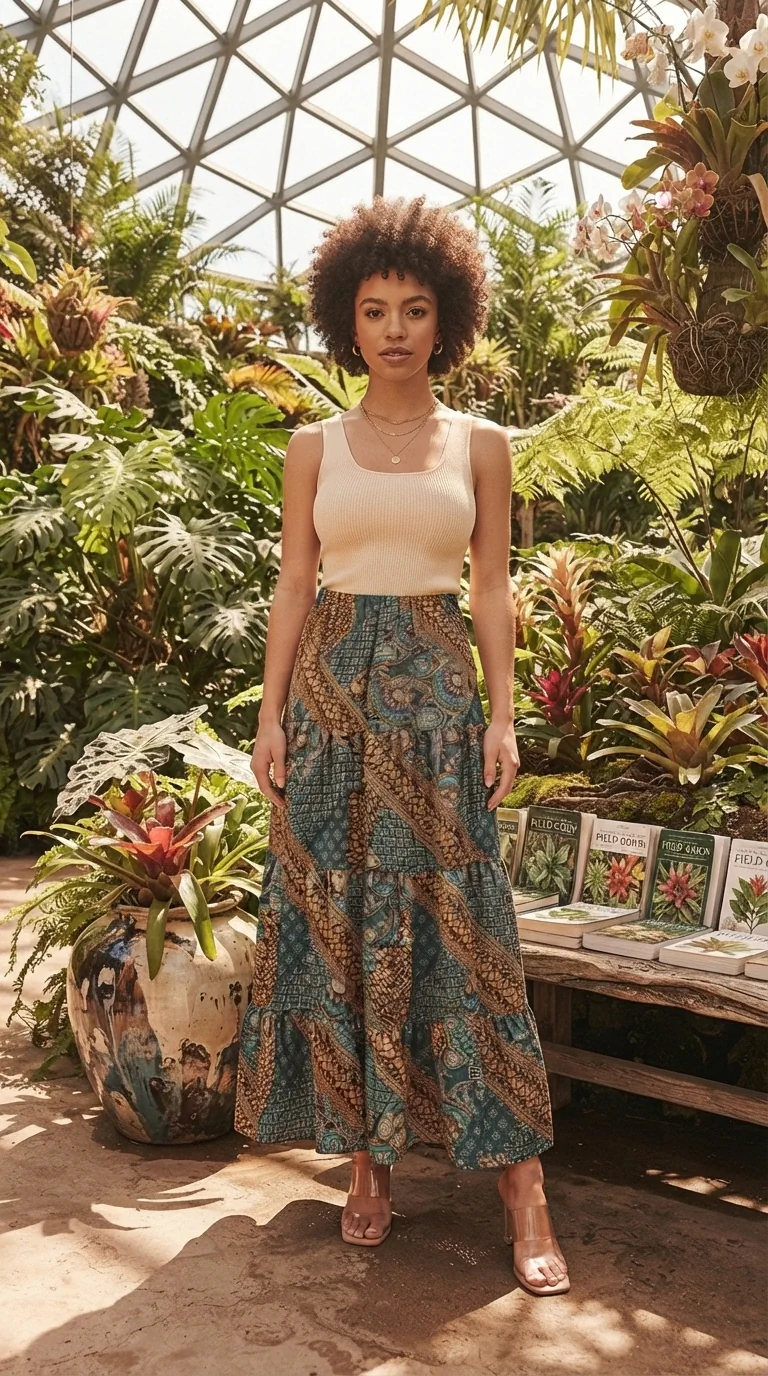 Mittoshop Paisley Patchwork Print Satin Maxi Skirt | Boho Outfit Ideas