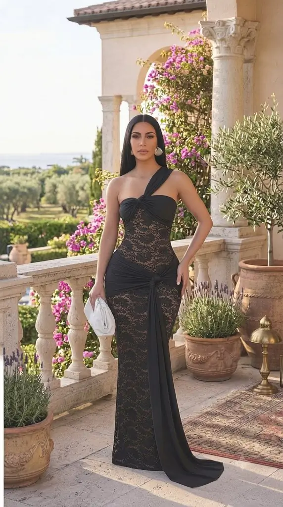 One-Shoulder Black Maxi Dress Ideas: Elegant Wedding Guest Outfits
