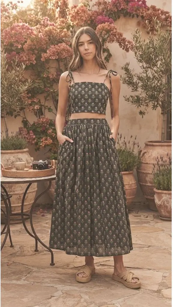 MABLE Floral Crop Top and Maxi Skirt Set | Vacation Outfits