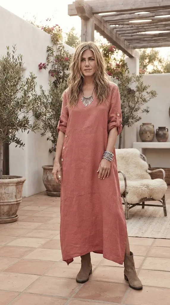 Full Size Relaxed Fit Short Sleeves Dress Plus Size | Boho Chic Look