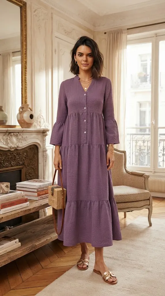 Ruffle Hem Button Front Tiered Dress Outfit Ideas