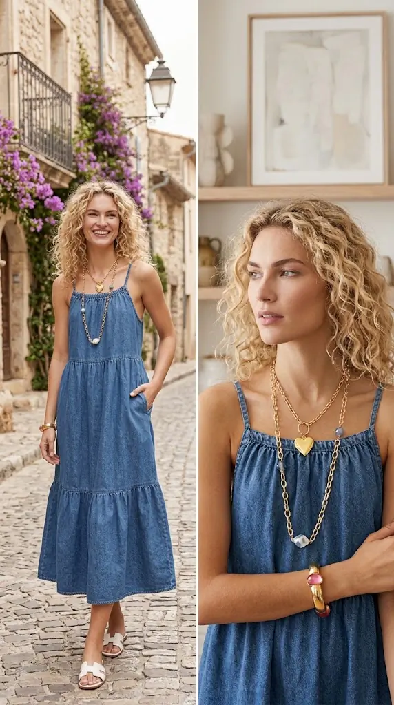 Full Size Tiered Ruffle Hem Denim Dress Plus Size | Chic Casual Outfit