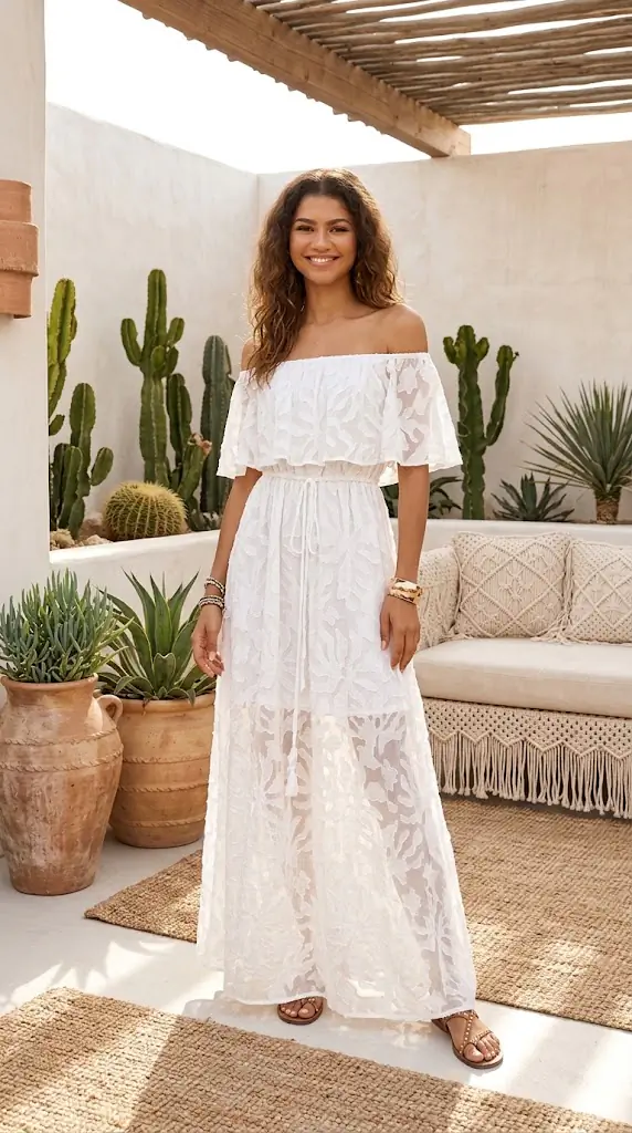 Lace Off-Shoulder Maxi Dress | Elegant White Outfit