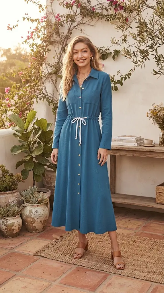 Button Front Midi Shirt Dress | Maxi Dresses
