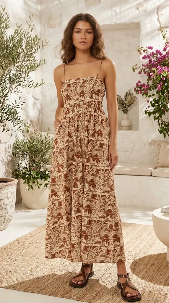 Printed Square Neck Cami Dress | Flowy Floral Printed Maxi Dress Outfit