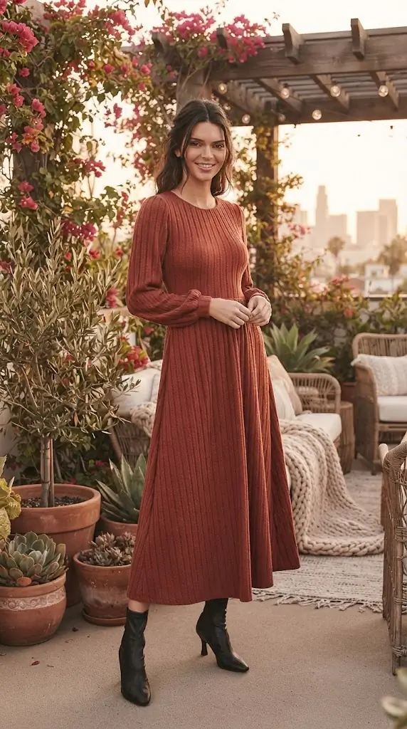 Ribbed Long Sleeve Sweater Dress | Fall Maxi Outfit