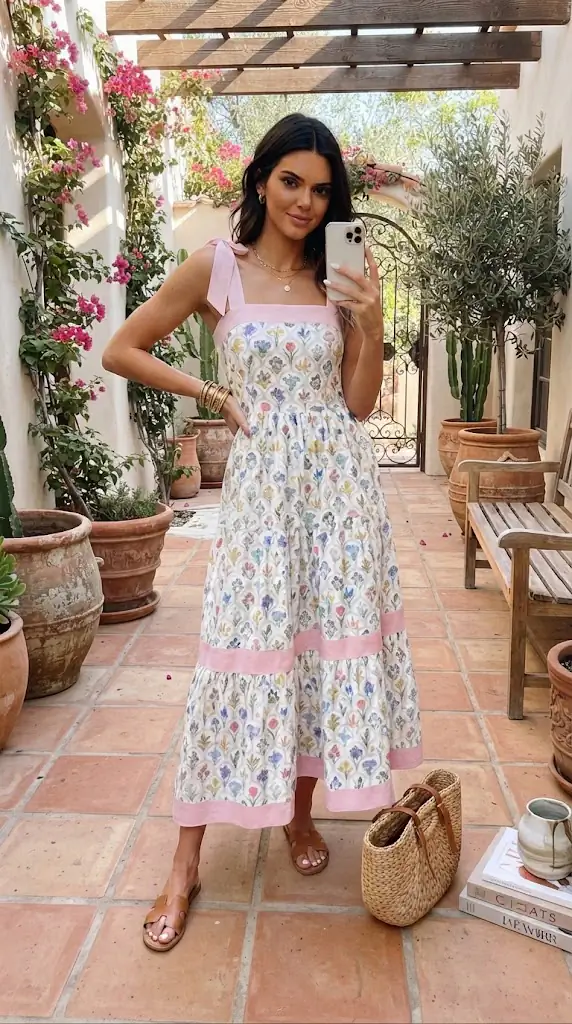 Tiered Floral Tie Shoulder Midi Dress | Chic Spring Outfit Inspiration
